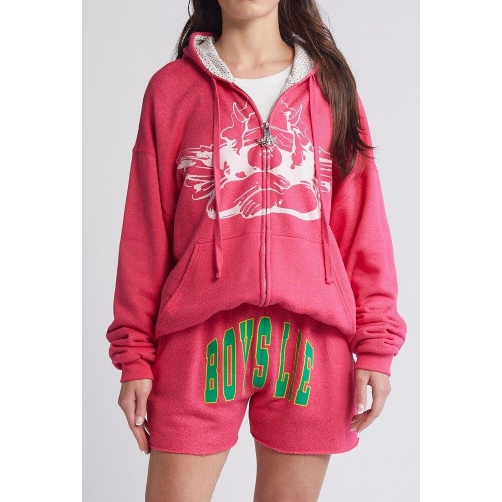Boys Lie Pucker Up Pink Long Sleeve Hoodie Full Zip Cherub Sweatshirt XL/XXL - Picture 13 of 16